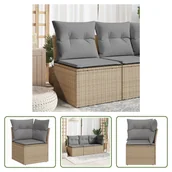Sofy ogrodowe - The Living Store Narożna sofa ogrodowa z poduszkami z beżowego polirattanu - miniaturka - grafika 1