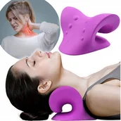Masażery - Poduszka Ortopedyczna Pod Kark Rozciągająca Kręgosłup Szyję Masażer Fiolet - miniaturka - grafika 1