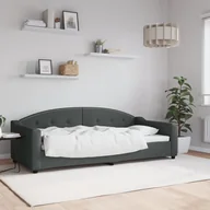 Łóżka - Sofa z funkcją spania, ciemnoszara, 90x200 cm, obita tkaniną Lumarko! - miniaturka - grafika 1