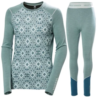 Helly Hansen Lifa Merino Midweight Graphic Crew, komplet damski, cactus - Pozostała odzież narciarska - miniaturka - grafika 1