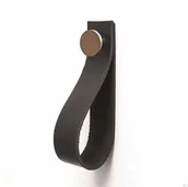 Wieszaki i stojaki - Wieszak ścienny 0153L Skórzany Czarny ze Srebrnym Szczotkowanym - miniaturka - grafika 1