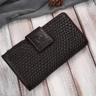 Portfele - Duży portfel damski ciemnobrązowy handmade z ochroną RFID Paolo Peruzzi AY-08-BR - miniaturka - grafika 1