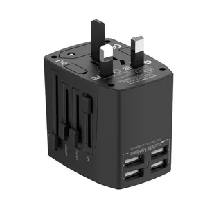 Budi - Ładowarka sieciowa w formie adaptera podróżnego, 4x USB (Czarny) - Ładowarki do telefonów - miniaturka - grafika 8