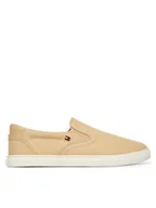 Trampki damskie - Tommy Hilfiger Tenisówki Th Low Profile Slip On FW0FW09103 Beżowy - miniaturka - grafika 1