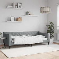 Sofy i kanapy - vidaXL Sofa z funkcją spania, jasnoszara, 90x200 cm, obita tkaniną - miniaturka - grafika 1