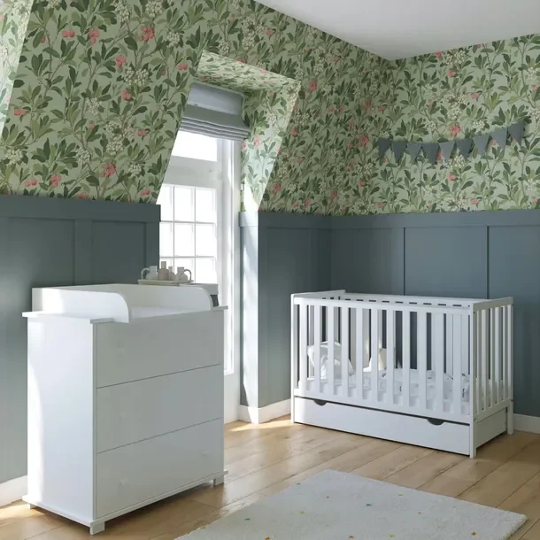 ZESTAW Komoda z przewijakiem Łóżeczko 2w1 BAMBI 120x60 z szufladą : GRATIS