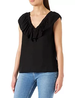 Koszulki i topy damskie - Lee Koszulka damska Ruffle Tank Top, czarny (Black 01), S - grafika 1