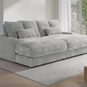 Sofy i kanapy - Kanapa 3-osobowa z głębokim siedziskiem z szarego szeroko prążkowanego sztruksu - CALAZO - miniaturka - grafika 1