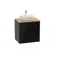 Szafki łazienkowe - ROCA A851899351 VICTORIA PRO Zestaw łazienkowy z blatem 2 szuflady 60 czarny połysk - miniaturka - grafika 1