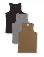 Koszulki męskie - Bestseller A/S Męski tank top, Dark Grey Melange/Pack: Olive Night - Black, L - miniaturka - grafika 1