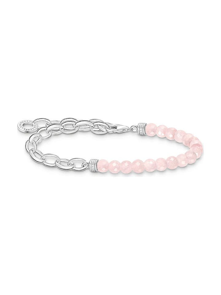 Thomas Sabo Srebrna bransoletka z kwarcem różowym