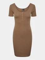 Sukienki - Pieces Sukienka codzienna Kitte 17146324 Brązowy Slim Fit - miniaturka - grafika 1