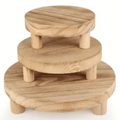 Inne - TEMU 3-częściowy zestaw drewnianych stojaków ekspozycyjnych - naturalne wykończenie, wielopiętrowy stojak na z eleganckimi nóżkami do dekoracji domu, - miniaturka - grafika 1