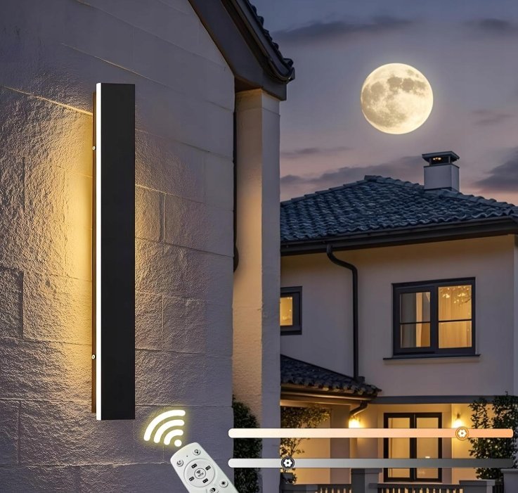Zewnętrzna Długa Lampa Ścienna LED z Pilotem – 16 W, Ściemnialna