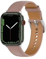 Akcesoria do smartwatchy - Bizon Skórzany pasek Strap Watch Casual do Apple Watch 44/45/46/49 mm, różowy - miniaturka - grafika 1