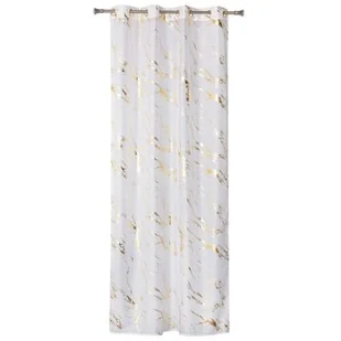 Firana z kółkami STORM 140 x 260 cm biały/złoty - Firany - miniaturka - grafika 1