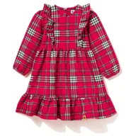 Sukienki - Czerwona sukienka dziewczęca w kratę z falbankami 116 - miniaturka - grafika 1