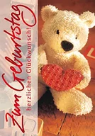 Kartki okolicznościowe i zaproszenia - Perleberg Wysokiej jakości kartka urodzinowa Basic Classic Collection miś z sercem - niedźwiedź kartka na urodziny z kopertą - kartki urodzinowe w jakości premium 11,6 x 16,6 cm - miniaturka - grafika 1