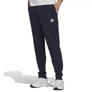 Spodnie dresowe adidas Essentials Fleece Regular Fit Tapered Cuff H33664 - granatowe - Spodnie sportowe męskie - miniaturka - grafika 1