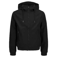 Kurtki męskie - Bestseller A/S Męska kurtka JJEBASIC Softshell Hood PLS, czarna, 5XL, czarny - miniaturka - grafika 1