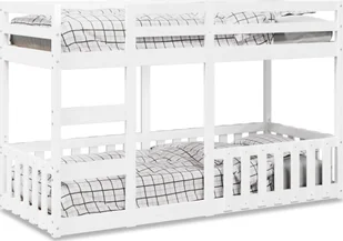 vidaXL Łóżko piętrowe, białe, 90x190 cm, lite drewno sosnowe - Łóżka dla dzieci i młodzieży - miniaturka - grafika 1