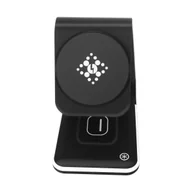 Ładowarki do telefonów - Stacja ładująca 3 w 1 iPhone, MagSafe, słuchawki AirPods, podstawka wideo Apple Watch, czarna - miniaturka - grafika 1