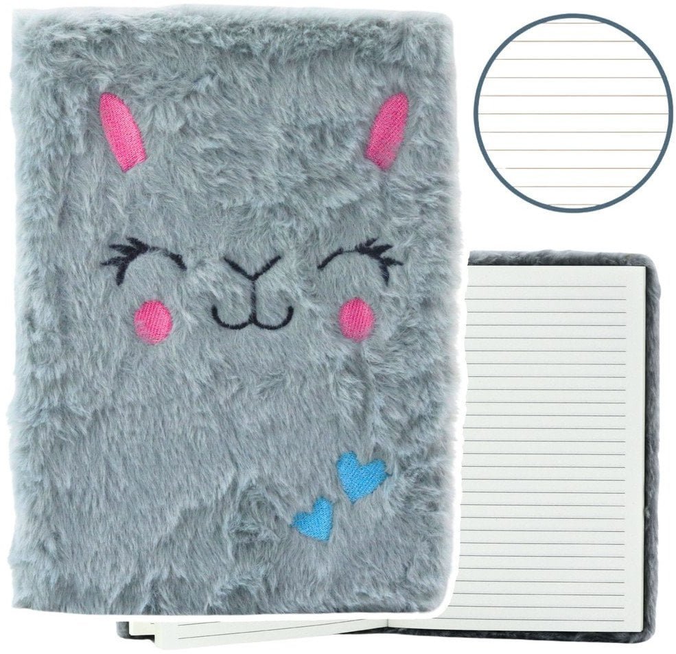 Pluszowy Zeszyt Notatnik W Linie Zając Szary A5 80 Kartek LEAN