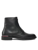 Botki męskie - Tommy Hilfiger Kozaki Core Rwb Hilfiger Lth Lce Boot FM0FM05030 Czarny - miniaturka - grafika 1