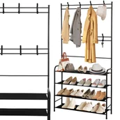 Wieszaki i stojaki - Wieszak Stojak Na Ubrania Buty Z Półką Podłogowy Stojący Loft Metalowy - miniaturka - grafika 1