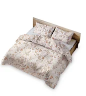 Pościel - Pościel z kory 140x200 śmietankowa beżowa miodowa kwiaty vintage - miniaturka - grafika 1