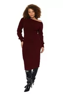 Sukienki - Trendyol FeMan asymetryczna dopasowana dzianina sukienka plus size, bordowy, 2XL, Burgund, XXL - miniaturka - grafika 1