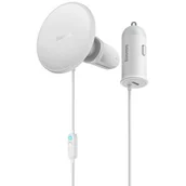 Ładowarki samochodowe - Baseus samochodowa ładowarka bezprzewodowa z uchwytem MagSafe 15W na kratkę nawiewu + USB Typ C 25W biała CW01 - miniaturka - grafika 1