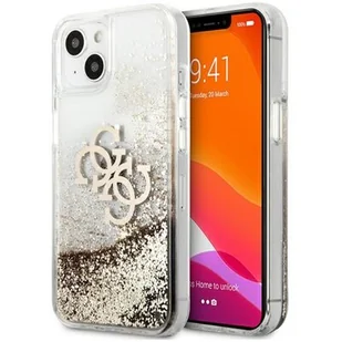 Guess Etui 4G Big Liquid Glitter do Apple iPhone 13 mini Złoty | GUHCP13SLG4GGO - Etui i futerały do telefonów - miniaturka - grafika 1