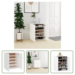 The Living Store Szafka na buty biała 60x35x70 cm materiał drewnopochodny - Szafki na buty - miniaturka - grafika 1