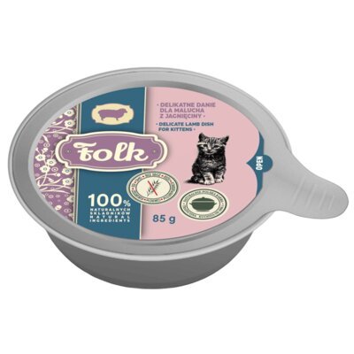 Karma dla kota FOLK Delikatne danie dla malucha z jagnięciny szalka 85 g