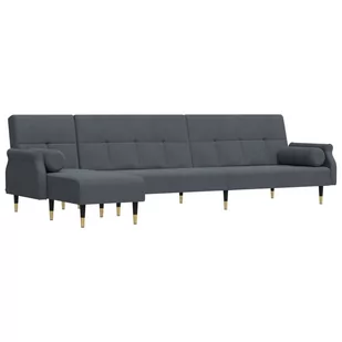 Sofa rozkładana L, ciemnoszara, 271x140x70 cm, aksamit Lumarko! - Narożniki - miniaturka - grafika 3
