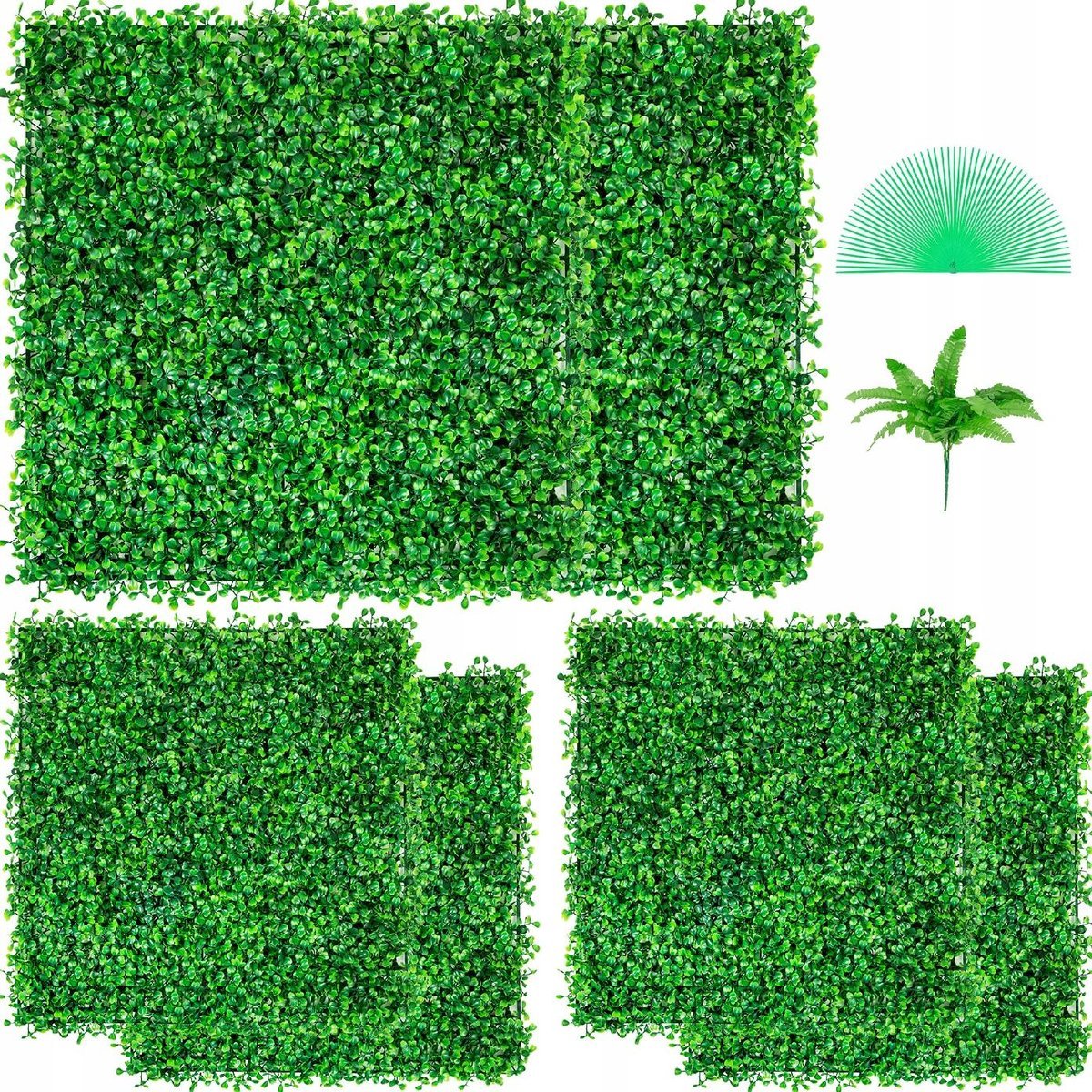 VEVOR SZTUCZNA ŚCIANA ROŚLINNA 6 SZT 20X20 CALI PREMIUM PANEL BUKSZPAN PE