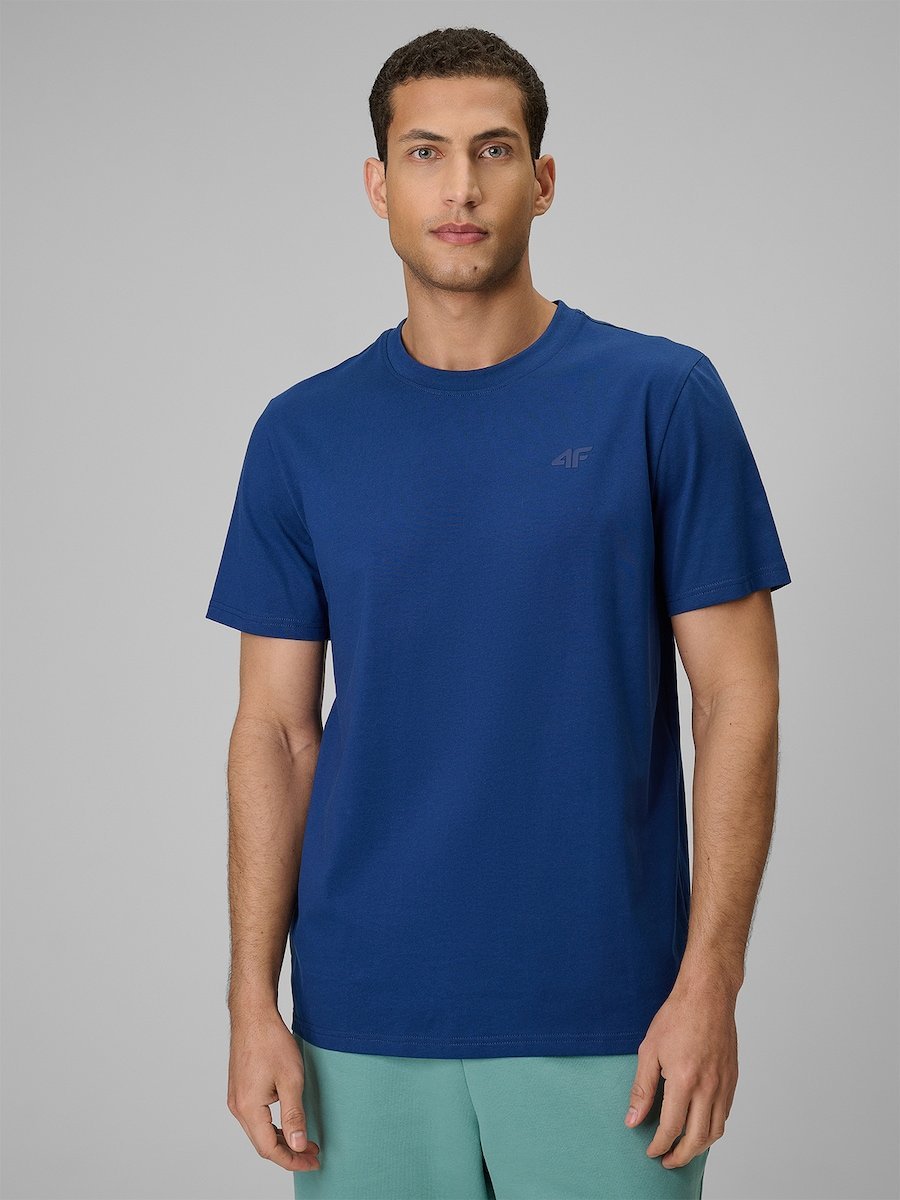 T-shirt regular gładki męski 4F 4FRSS26TTSHM4261-30S Granatowy M