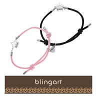 Bransoletki - BLINGART Sznurkowe bransoletki dla par z GRAWEREM MAGNES korona róż czerń - miniaturka - grafika 1