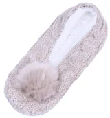 Kapcie damskie - Ciepłe, beżowe kapcie z pomponem 36-38 EU - miniaturka - grafika 1