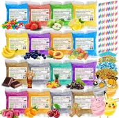 Cukier i słodziki - Cukier 16x 100g Kolor Smak Do Waty Cukrowej Saszetki+Posypki Opłatek Słomki - miniaturka - grafika 1