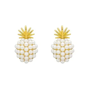 Minimalistyczne kolczyki - ananas - Kolczyki - miniaturka - grafika 1