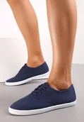 Trampki damskie - Granatowe Sznurowane Tenisówki Przed Kostkę Jennessa - Renee - miniaturka - grafika 1