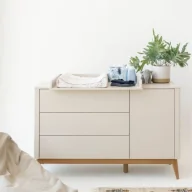 Komody dla dzieci - Komoda beżowa Seth duża - 3 szuflady+drzwi - miniaturka - grafika 1