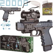Zabawki militarne - PISTOLET ELEKTRYCZNY NA KULKI ŻELOWE WODNE GLOCK AUTOMAT TŁUMIK ZESTAW - miniaturka - grafika 1