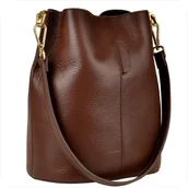 Plecaki worki - VEZZE Torebka ze skóry naturalnej worek brąz - miniaturka - grafika 1