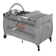 Łóżeczka i kojce - Łóżeczko turystyczne z przewijakiem i mostkiem do zabawy szare - miniaturka - grafika 1