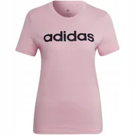 Koszulki i topy damskie - Koszulka damska adidas Loungwear Essentials Slim Logo Tee różowa HD1681 S - miniaturka - grafika 1