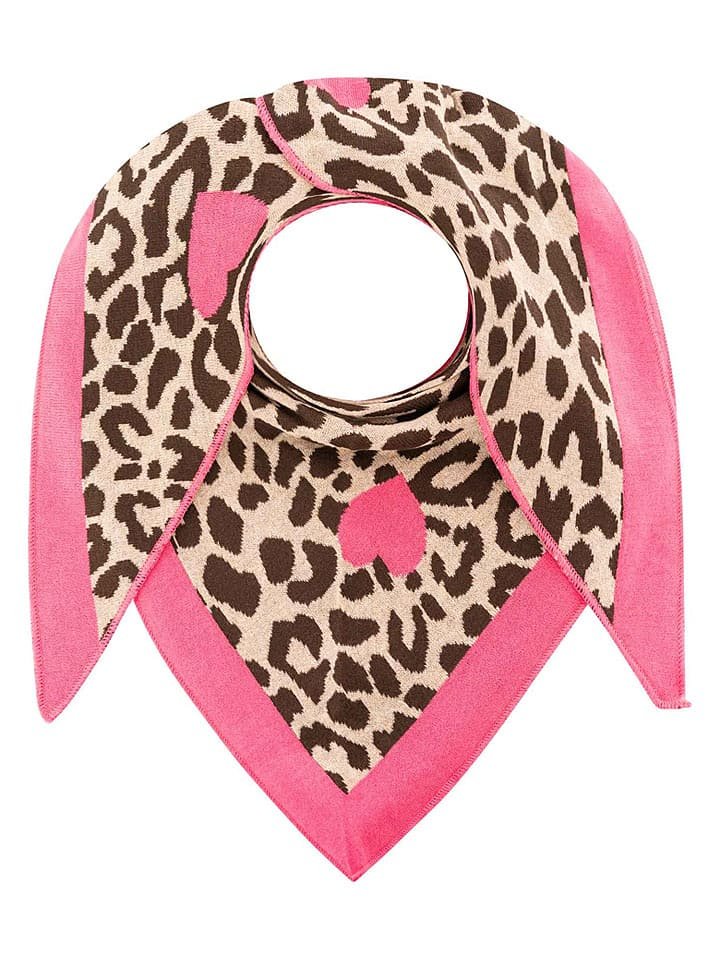 Zwillingsherz Chusta trójkątna w kolorze jasnoróżowo-beżowym - 200 x 130 cm