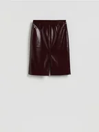 Spódnice - Reserved - Spódnica midi z imitacji skóry - burgundowy - miniaturka - grafika 1